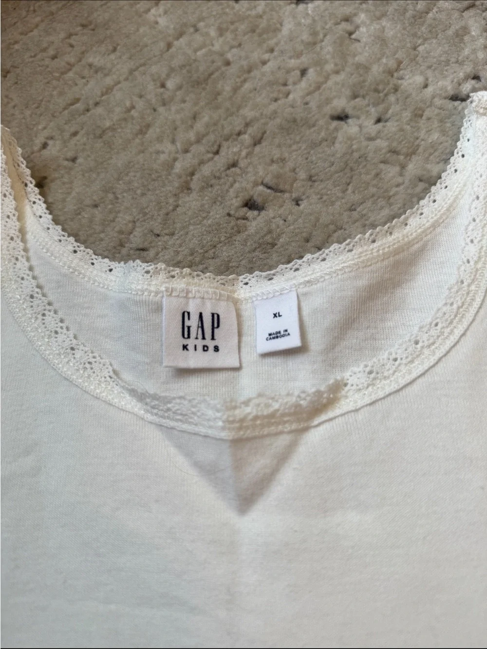GAP Kids White Ribbed Tank with Lace Trim